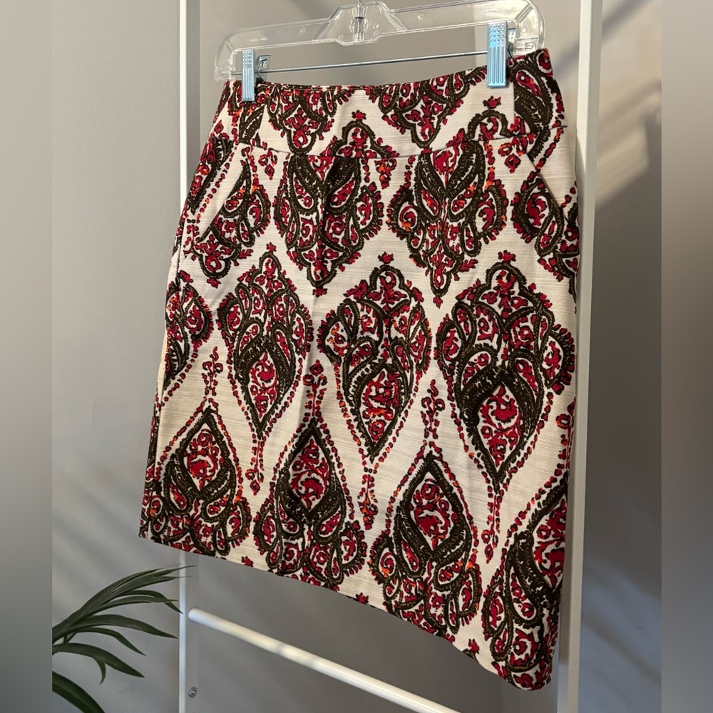 Merona Red and Black Patterned Pencil Skirt NWOT - Picture 3 of 8